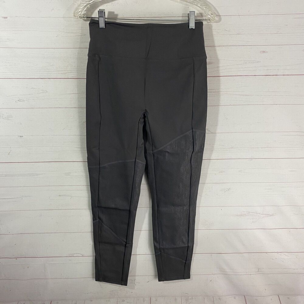 Zuda Womens Cropped Athletic Leggings Size Medium Gray Print Stretch Pull On